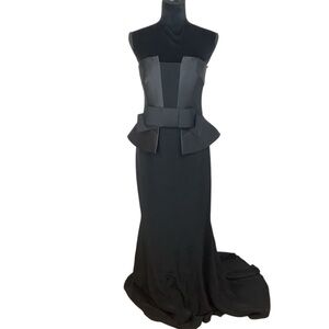 WYNE CLARK STRAPLESS PEPLUM TRUMPET EVENING GOWN DRESS